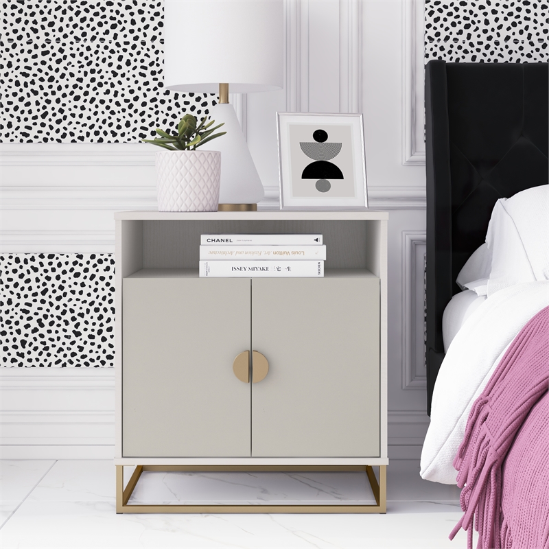 Novogratz Kelly Accent Cabinet in White/Taupe