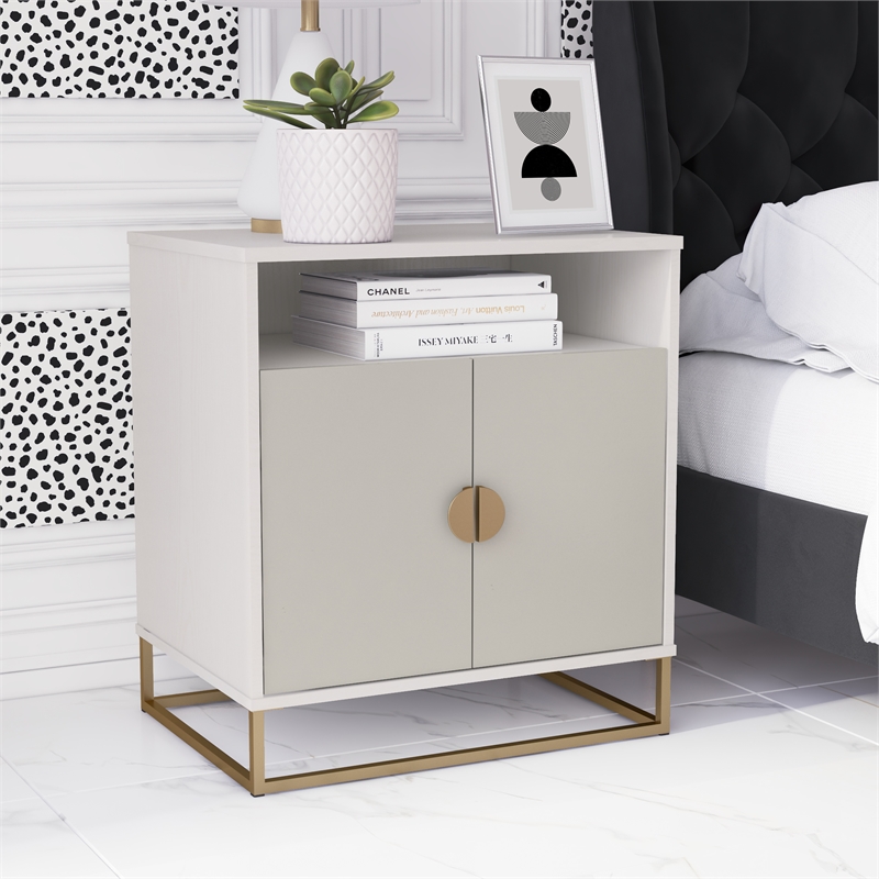 Novogratz Kelly Accent Cabinet in White/Taupe