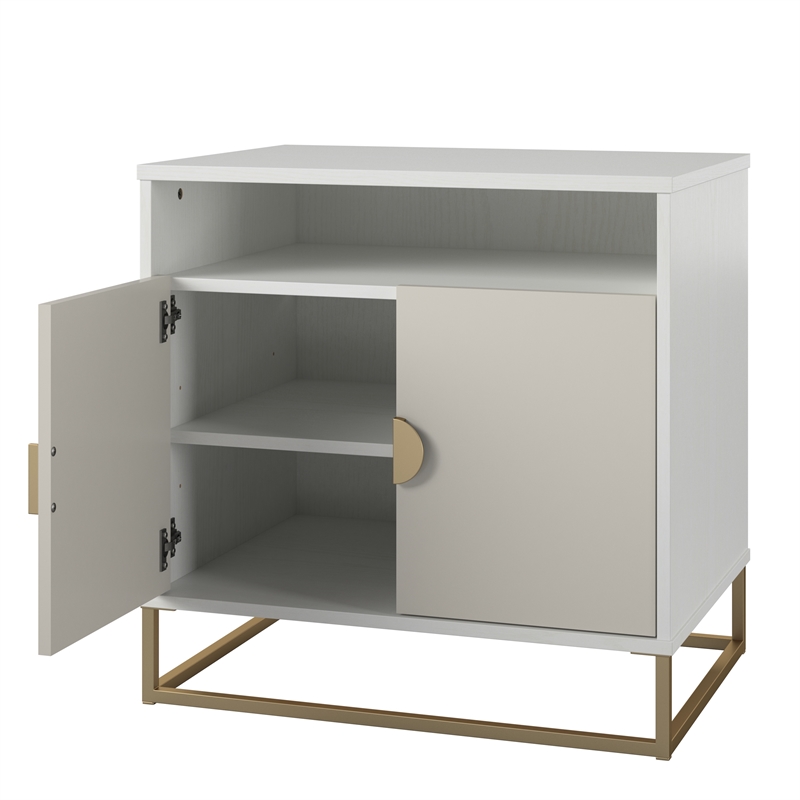 Novogratz Kelly Accent Cabinet in White/Taupe