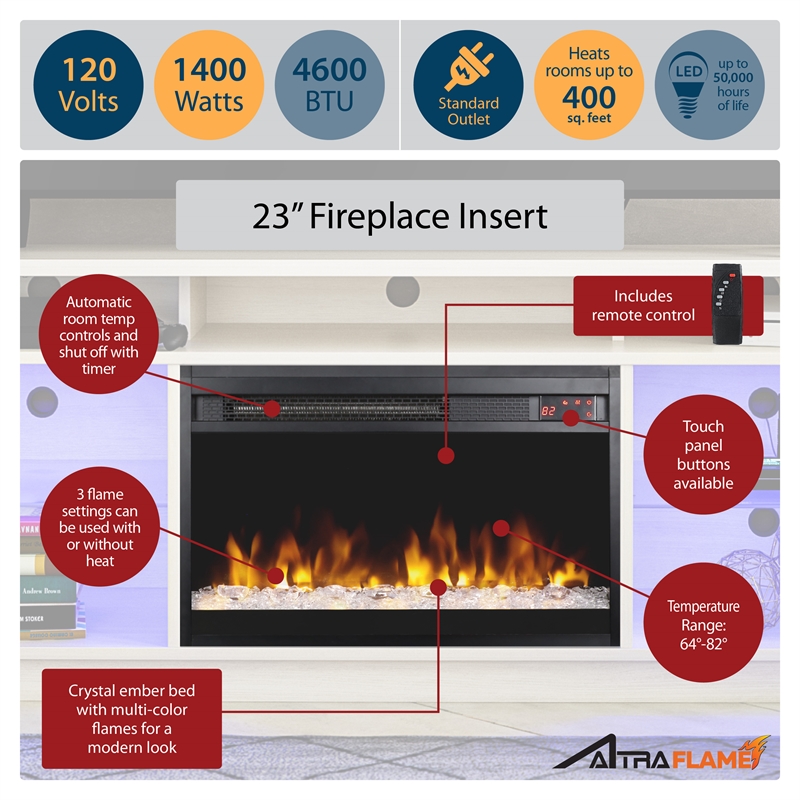 Ameriwood Home Luna Fireplace TV Stand for TVs up to 75