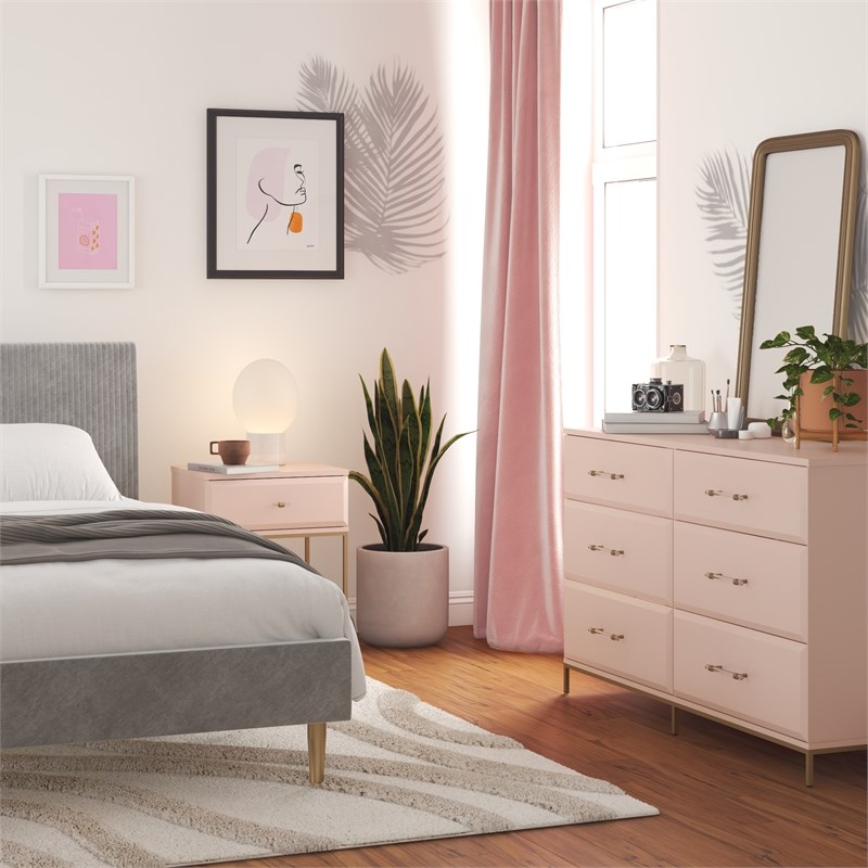 Mr.Kate Effie Nightstand in Pale Pink