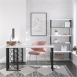 CosmoLiving by Cosmopolitan Ella 5 Shelf Bookcase in White Faux Marble/Black