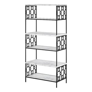 CosmoLiving by Cosmopolitan Ella 5 Shelf Bookcase in White Faux Marble/Black