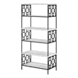 CosmoLiving by Cosmopolitan Ella 5 Shelf Bookcase in White Faux Marble/Black