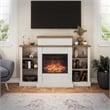 Ameriwood Home Gateswood Electric Fireplace Mantel & Bookcase - Plaster & Walnut