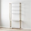 CosmoLiving by Cosmopolitan Gwyneth Closet Vanity in White Faux Marble & Bronze