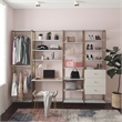 CosmoLiving by Cosmopolitan Gwyneth Closet Vanity in White Faux Marble & Bronze