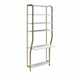 CosmoLiving by Cosmopolitan Gwyneth Closet Vanity in White Faux Marble & Bronze