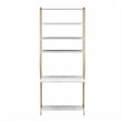 CosmoLiving by Cosmopolitan Gwyneth Closet Vanity in White Faux Marble & Bronze