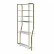 CosmoLiving by Cosmopolitan Gwyneth Closet Vanity in White Faux Marble & Bronze