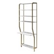 CosmoLiving by Cosmopolitan Gwyneth Closet Vanity in White Faux Marble & Bronze