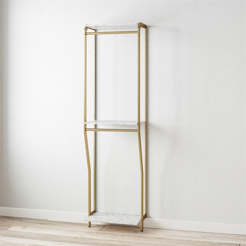 CosmoLiving by Cosmopolitan Gwyneth Closet Hanging Rods in White Faux Marble