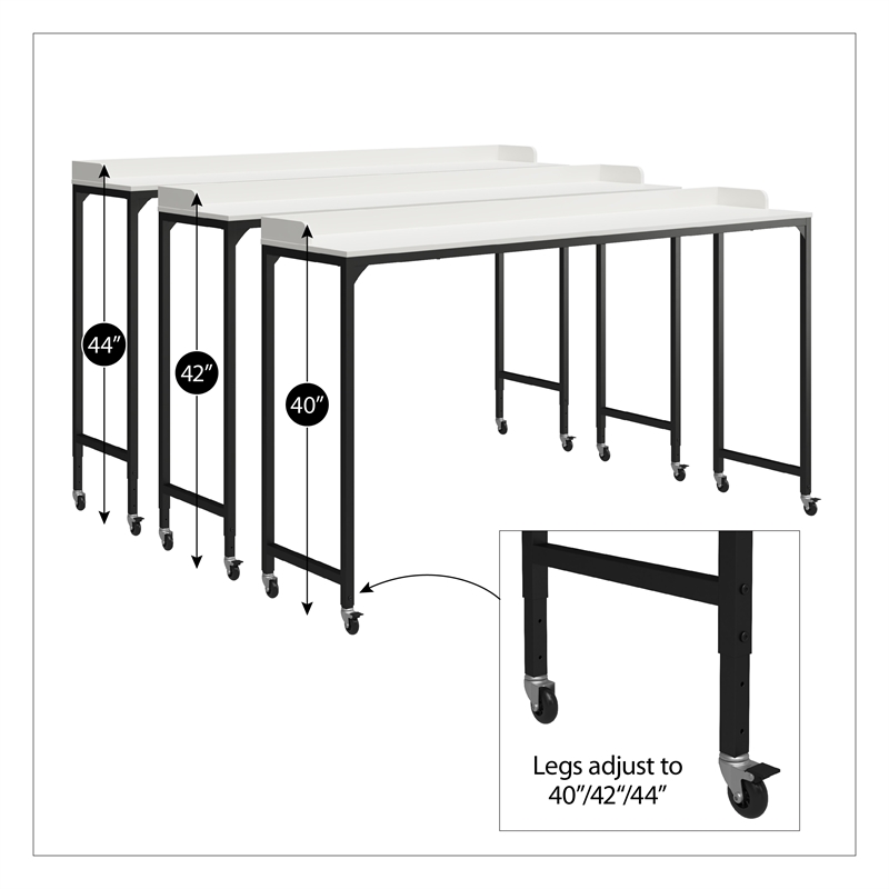 Ameriwood Home Park Hill Adjustable Height Over-The-Bed Desk w/Castors Lt Walnut