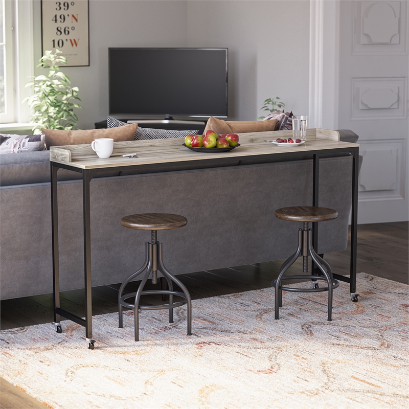 Ameriwood Home Park Hill Adjustable Height Over-The-Bed Desk w/Castors Lt Walnut
