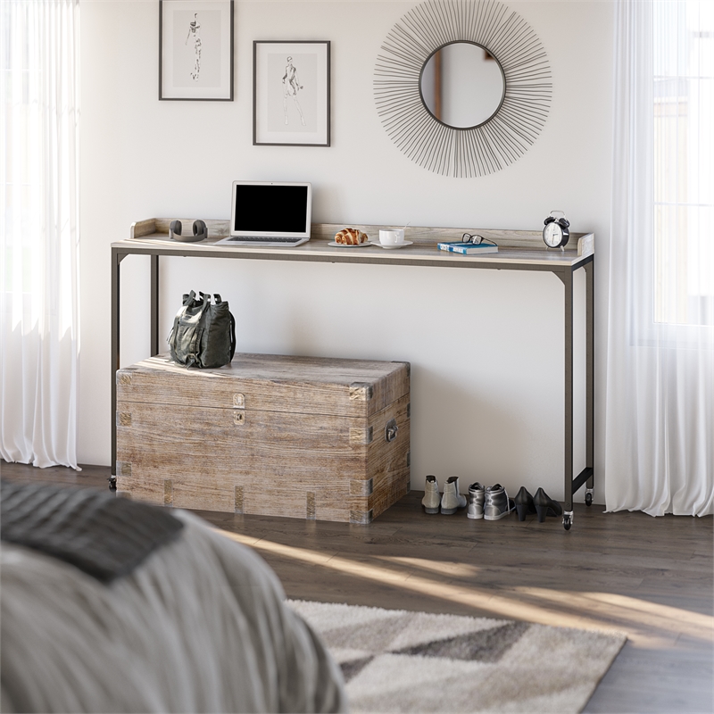 Ameriwood Home Park Hill Adjustable Height Over-The-Bed Desk w/Castors Lt Walnut