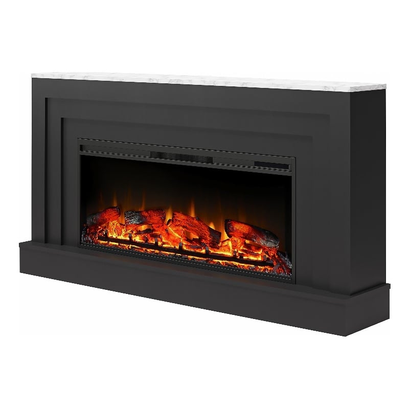 Ameriwood Home Lynnhaven Engineered Wood Electric Fireplace in Black/White