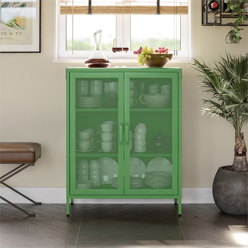 Ameriwood Home Novogratz Channing 2-Door Metal Accent Cabinet in Kelly Green