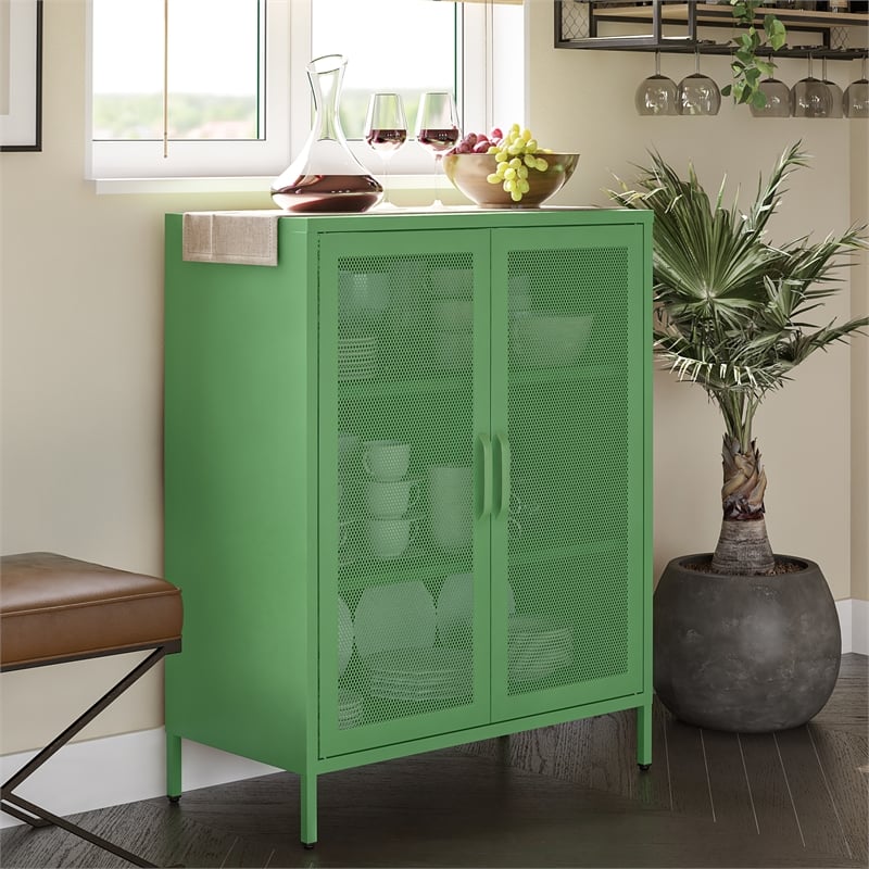 Ameriwood Home Novogratz Channing 2-Door Metal Accent Cabinet in Kelly Green