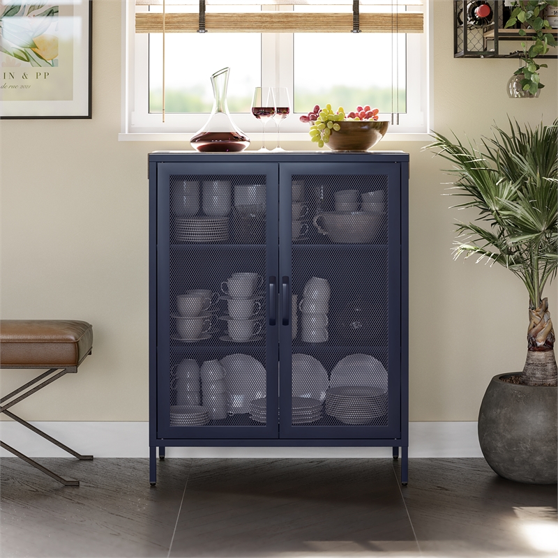 Ameriwood Home Novogratz Channing 2-Door Metal Accent Cabinet in Navy
