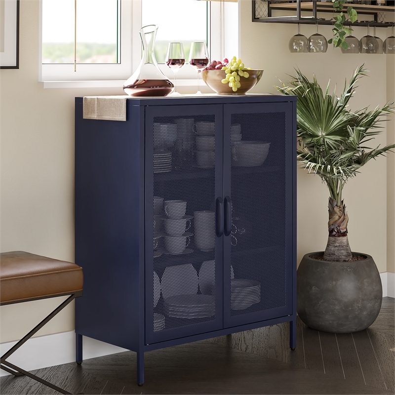 Ameriwood Home Novogratz Channing 2-Door Metal Accent Cabinet in Navy