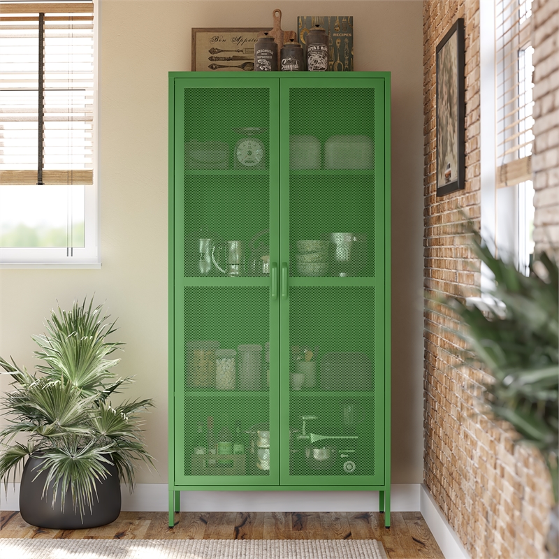 Ameriwood Home Novogratz Channing Metal Storage Cabinet Locker in Kelly Green