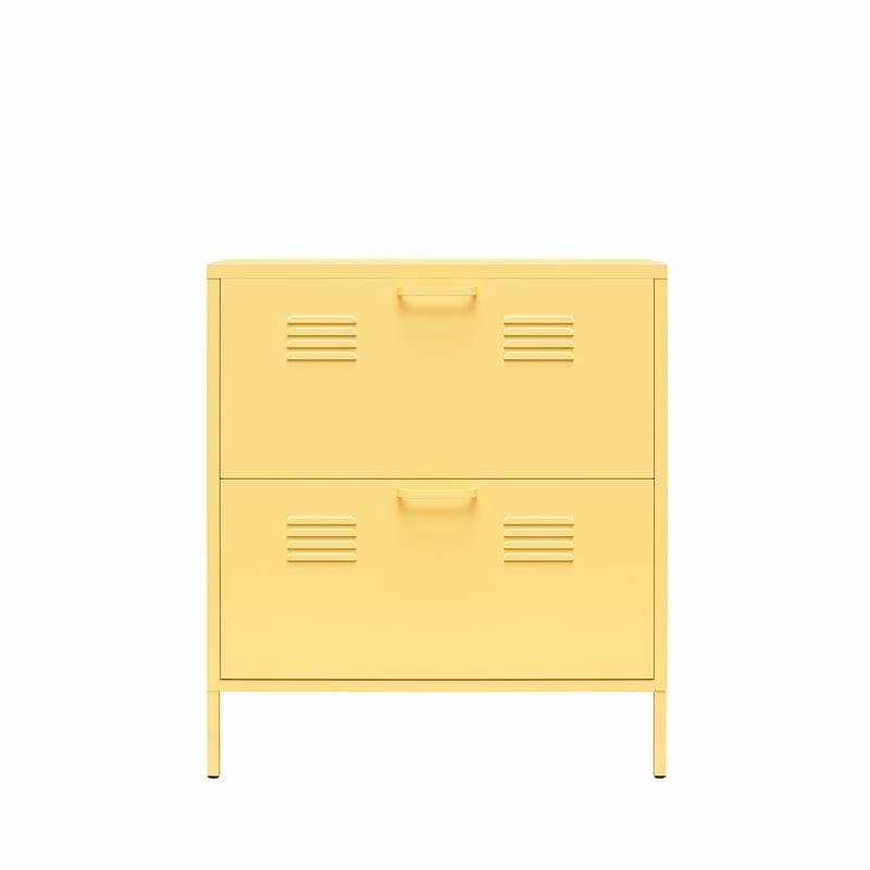 Ameriwood Home Novogratz Cache 2-Door Metal Shoe Storage Cabinet in Yellow