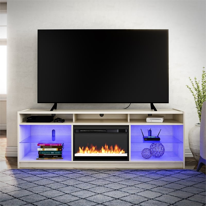 Ameriwood Home Luna Engineered Wood Fireplace TV Stand for TVs up to 75