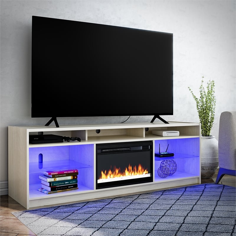 Ameriwood Home Luna Engineered Wood Fireplace TV Stand for TVs up to 75