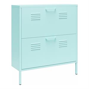 Ameriwood Home Novogratz Cache 2-Door Metal Shoe Storage Cabinet in Mint