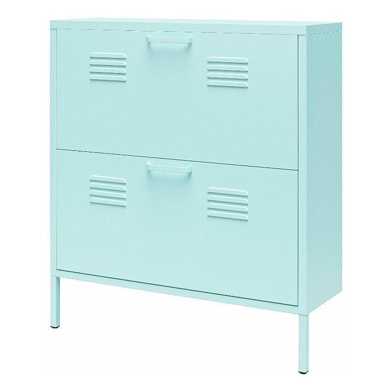 Ameriwood Home Novogratz Cache 2-Door Metal Shoe Storage Cabinet in Mint
