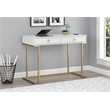 Ameriwood Home Serenity Engineered Wood & Metal Computer Desk in White/Gold