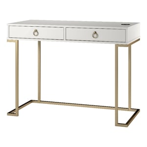 Ameriwood Home Serenity Engineered Wood & Metal Computer Desk in White/Gold