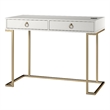 Ameriwood Home Serenity Engineered Wood & Metal Computer Desk in White/Gold