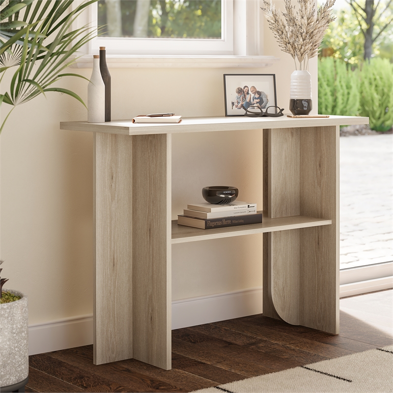 Ameriwood Home Engineered Wood Novogratz Voler Console Table in Light Oak