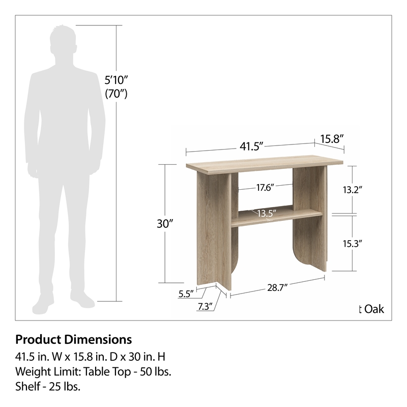 Ameriwood Home Engineered Wood Novogratz Voler Console Table in Light Oak