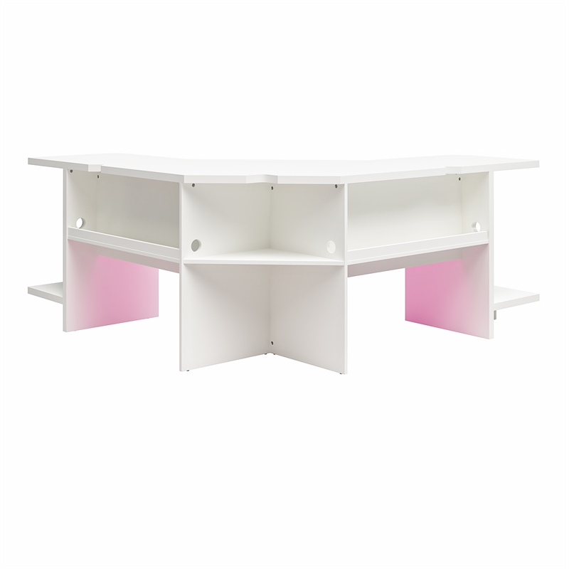 Ameriwood Home NTense Engineered Wood Gaming Desk with LED Light in White
