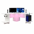 Ameriwood Home NTense Engineered Wood Gaming Desk with LED Light in White