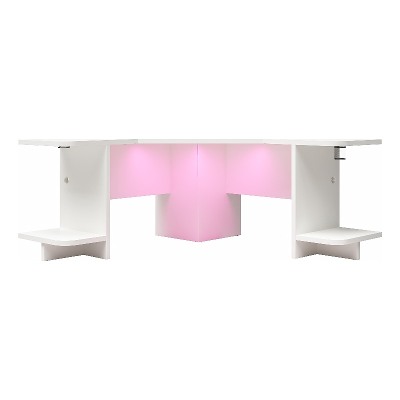 Ameriwood Home NTense Engineered Wood Gaming Desk with LED Light in White
