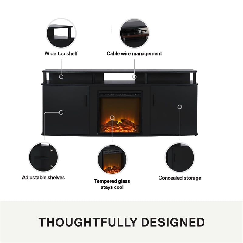 Ameriwood Home Carson Electric Fireplace TV Console for TVs up to 70