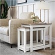 Ameriwood Home Chapel Hill Rustic Farmhouse 2 Nesting Tables - White w/Brown Oak