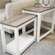 Ameriwood Home Chapel Hill Rustic Farmhouse 2 Nesting Tables - White w/Brown Oak