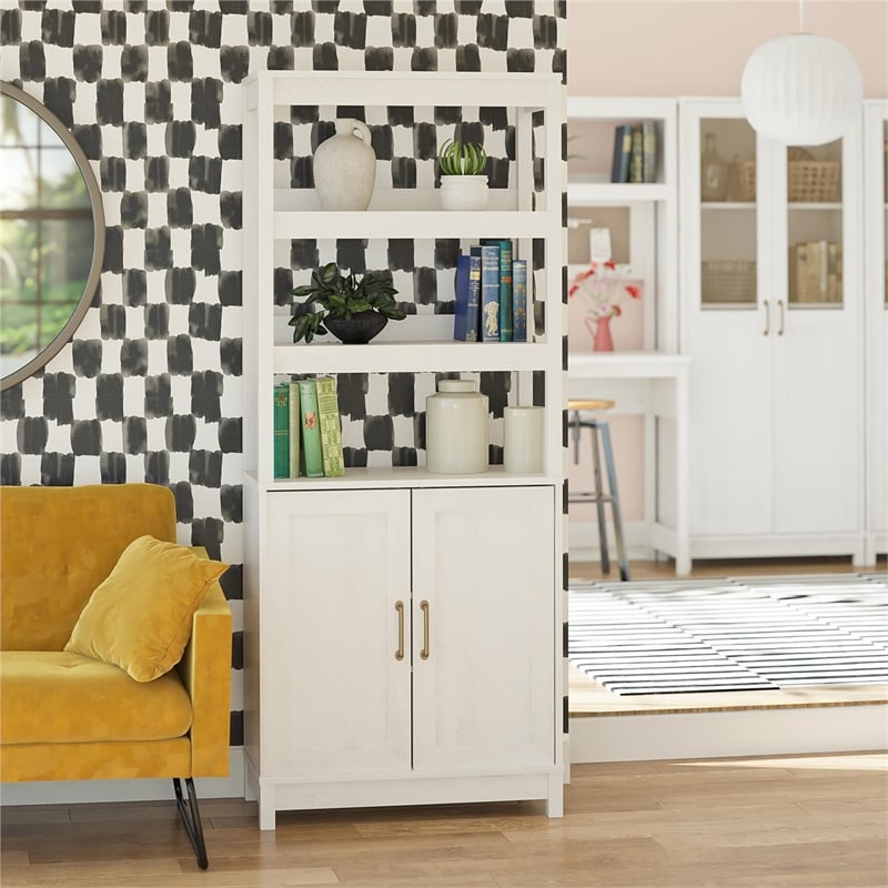 Mr.Kate Tess 2 Door Bookcase with Modular Storage Options - Ivory Oak
