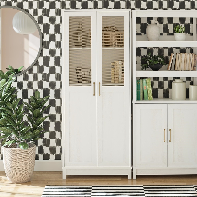 Mr.Kate Tess 2-Door Wide Storage Cabinet w/ Modular Storage Options - Ivory Oak