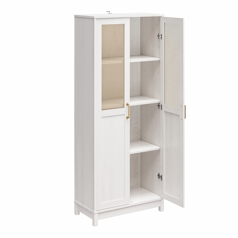 Mr.Kate Tess 2-Door Wide Storage Cabinet w/ Modular Storage Options - Ivory Oak