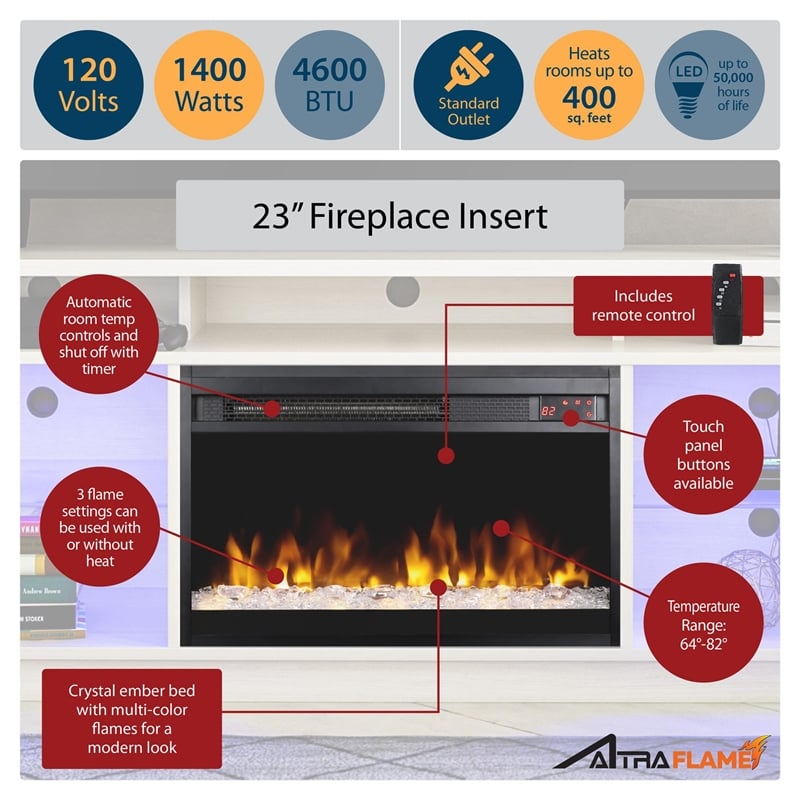 Ameriwood Home Luna Electric Fireplace TV Stand - TVs up to 65