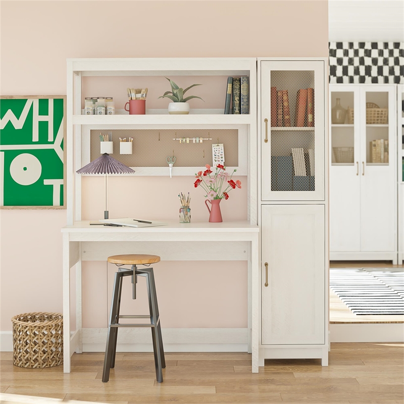 Mr.Kate Tess Standing Desktop/Workstation w/Modular Storage Options - Ivory Oak