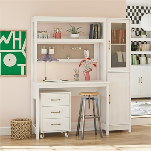 Mr.Kate Tess Standing Desktop/Workstation w/Modular Storage Options - Ivory Oak