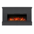 Ameriwood Home Hathaway Wide Shiplap Mantel w/Electric Fireplace in Black