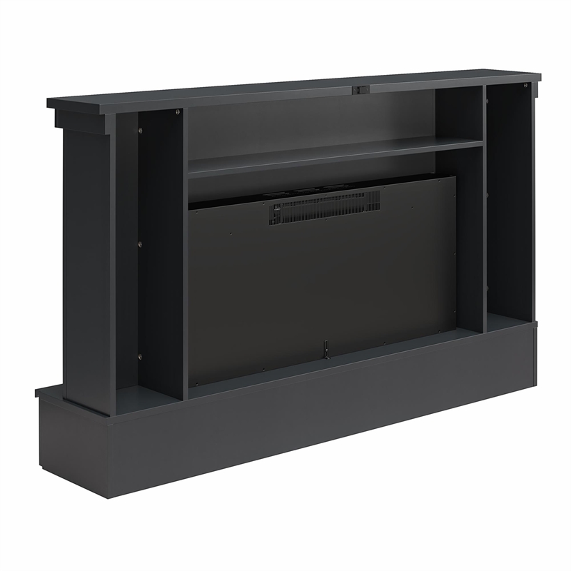 Ameriwood Home Hathaway Wide Shiplap Mantel w/Electric Fireplace in Black