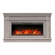 Ameriwood Home Elmcroft Wide Mantel w/ Linear Electric Fireplace in Rustic Gray